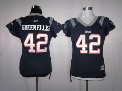 Patriots #42 Green-Ellis Blue Women's Field Flirt Stitched NFL Jersey